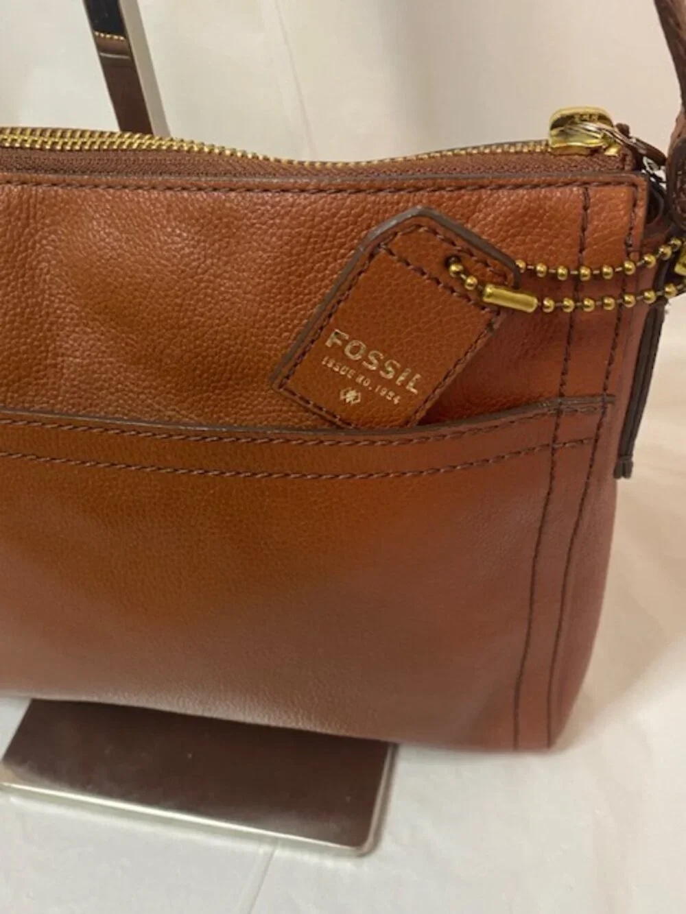 Fossil Tara Brown Leather Crossbody Bag